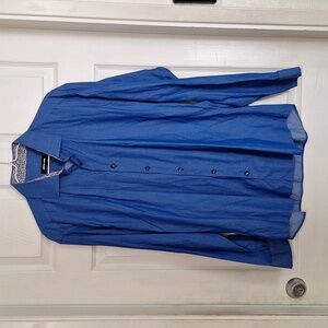 Jared Lang Flip Cuff Shirt Dress Button Front Long Sleeve Men Size Large Blue